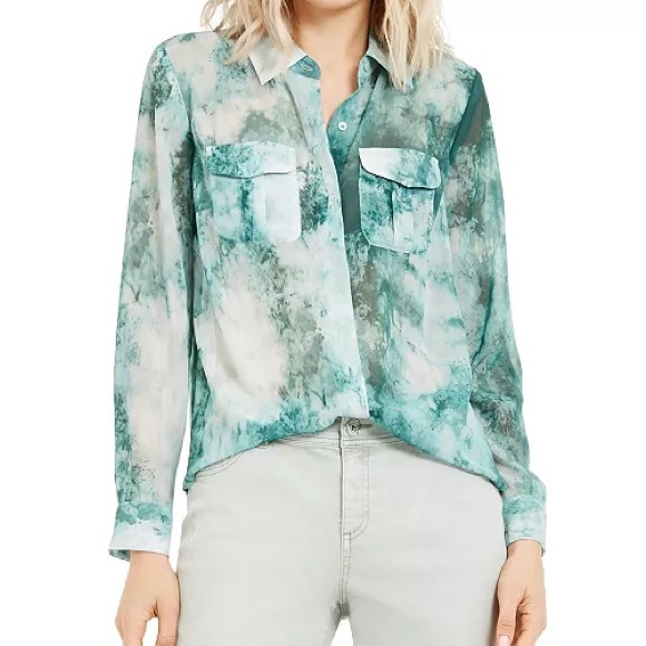 INC International Concepts Tie-Dye Button-Up Shirt - Picture 1 of 8